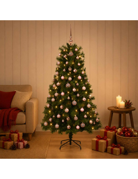 Albero di Natale artificiale con rami snodati e palline 150 cm