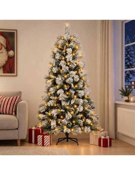 Albero di Natale Artificiale con Rami Pieghevoli 210 cm 300 LED