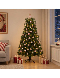 Albero di Natale artificiale con rami snodati e palline 210 cm