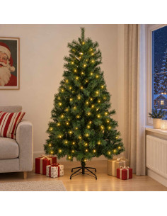Albero di Natale Artificiale con Rami Pieghevoli 180 cm 300 LED