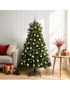 Albero di Natale artificiale con rami snodati e palline 150 cm