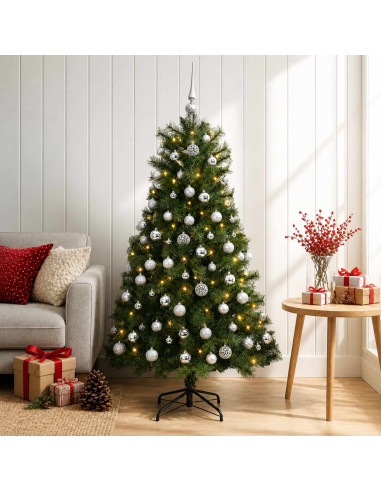Albero di Natale artificiale con rami snodati e palline 150 cm