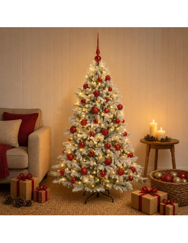 Albero di Natale Artificiale con Palline 120 cm 150 LED