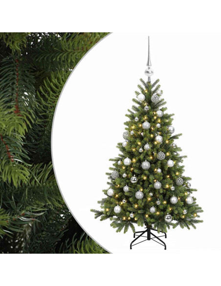 Albero di Natale artificiale con palline 120 cm 150 LED