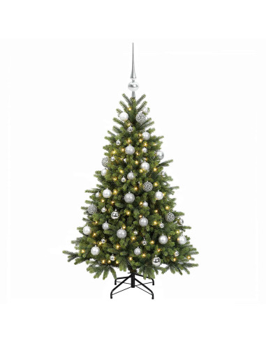 Albero di Natale artificiale con palline 120 cm 150 LED