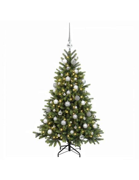 Albero di Natale artificiale con palline 120 cm 150 LED