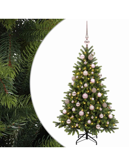 Albero di Natale artificiale con palline 120 cm 150 LED