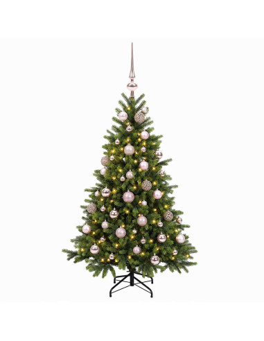 Albero di Natale artificiale con palline 120 cm 150 LED