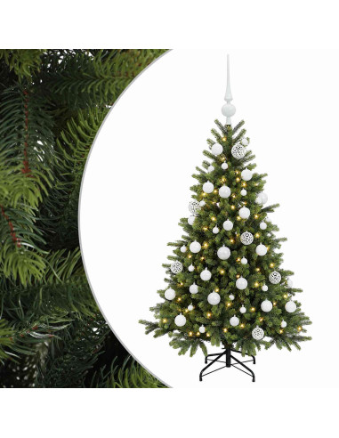 Albero di Natale artificiale con palline 120 cm 150 LED