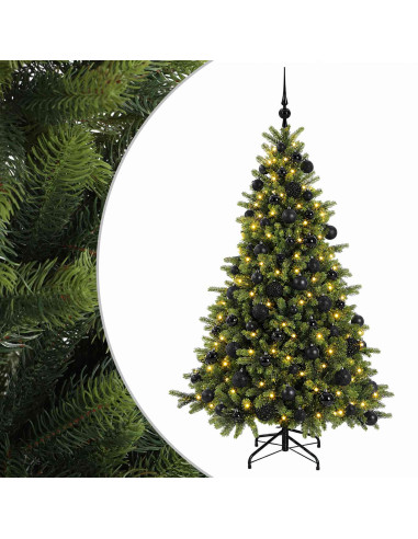 Albero di Natale artificiale con palline 210 cm 300 LED