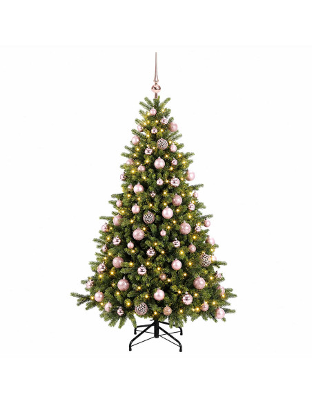 Albero di Natale artificiale con palline 210 cm 300 LED