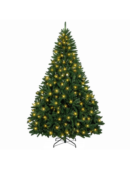 Albero di Natale Artificiale con Rami Pieghevoli 180 cm 300 LED