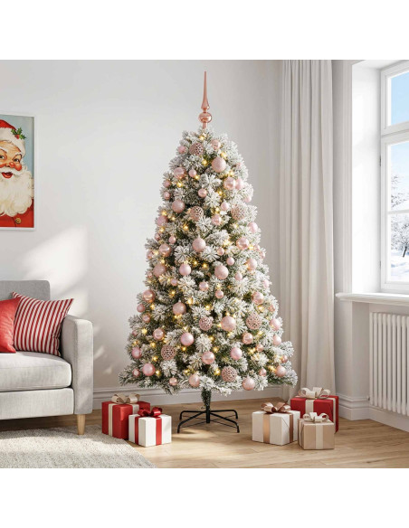 Albero di Natale artificiale con rami snodati e palline 210 cm
