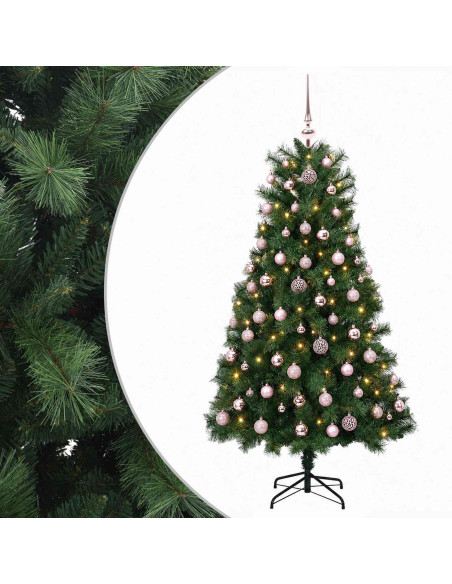 Albero di Natale artificiale con rami snodati e palline 150 cm