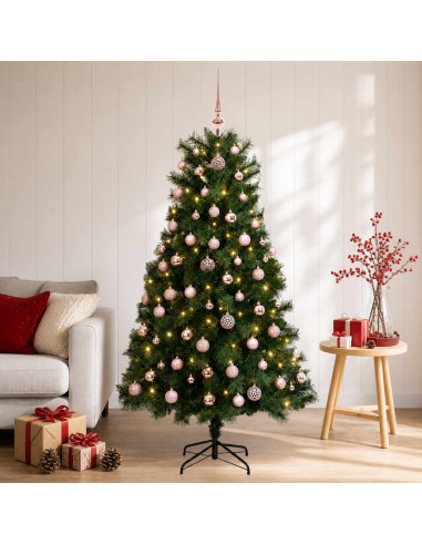 Albero di Natale artificiale con rami snodati e palline 150 cm