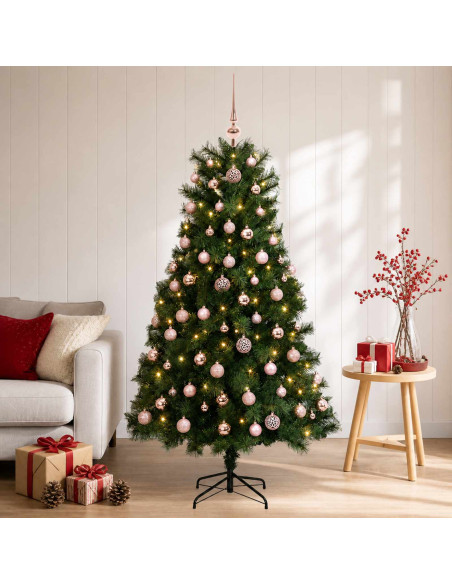 Albero di Natale artificiale con rami snodati e palline 150 cm