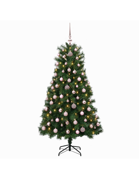 Albero di Natale artificiale con rami snodati e palline 150 cm