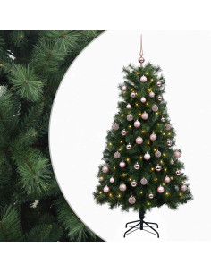 Albero di Natale artificiale con rami snodati e palline 210 cm 2