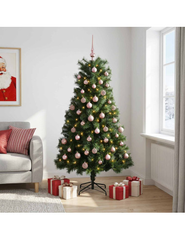 Albero di Natale artificiale con rami snodati e palline 210 cm