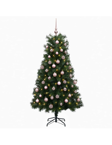 Albero di Natale artificiale con rami snodati e palline 210 cm