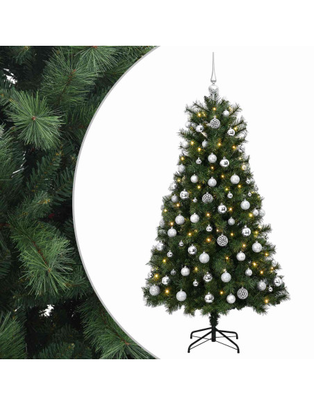 Albero di Natale artificiale con rami snodati e palline 150 cm