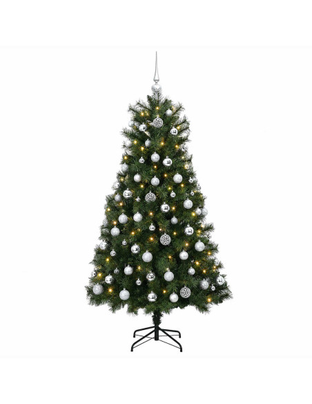 Albero di Natale artificiale con rami snodati e palline 150 cm