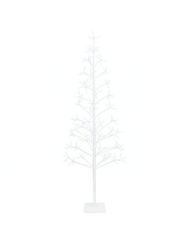 Albero di Natale con luci LED Bianco 18 x 18 x 150 cm Acciaio