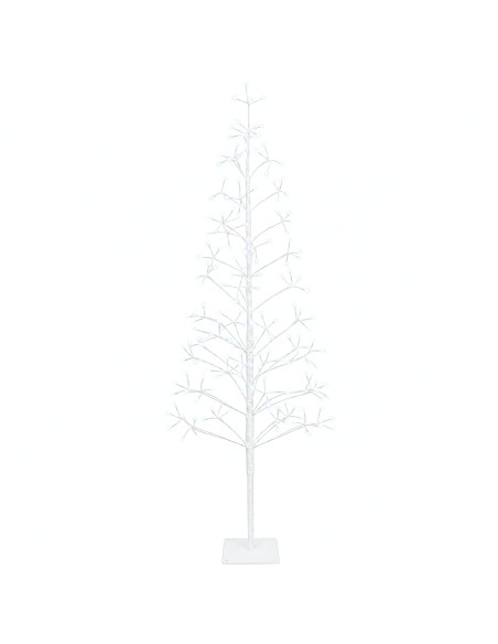 Albero di Natale con luci LED Bianco 18 x 18 x 150 cm Acciaio