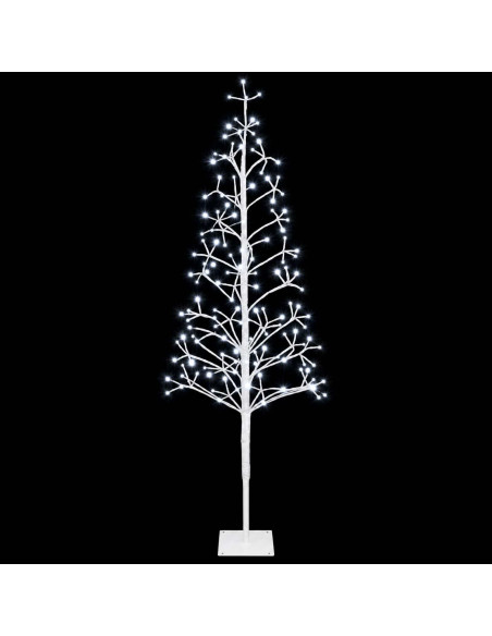 Albero di Natale con luci LED Bianco 18 x 18 x 150 cm Acciaio