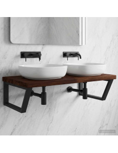 Mensola Quadrata da Parete per Lavabo Marrone scuro e Nero