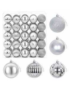Set di Palline di Natale 50 pz Argento 8 cm Polistirolo