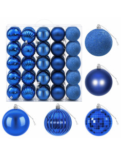 Set di Palline di Natale 50 pz Blu 8 cm Polistirolo