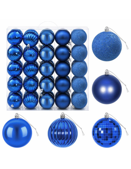 Set di Palline di Natale 50 pz Blu 8 cm Polistirolo