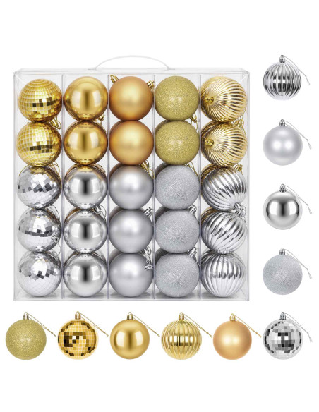 Set di Palline di Natale 50 pz Argento e oro 8 cm Polistirolo