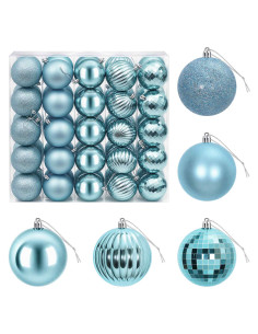 Set di Palline di Natale 50 pz Turchese 8 cm Polistirolo