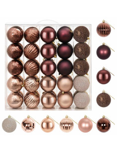 Set di Palline di Natale 50 pz Champagne e marrone 8 cm