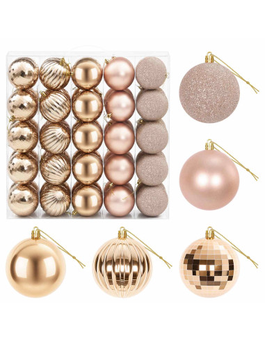 Set di Palline di Natale 50 pz Oro rosa 8 cm Polistirolo