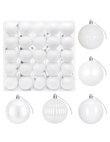 Set di Palline di Natale 50 pz Bianco 8 cm Polistirolo