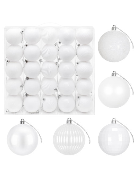 Set di Palline di Natale 50 pz Bianco 8 cm Polistirolo
