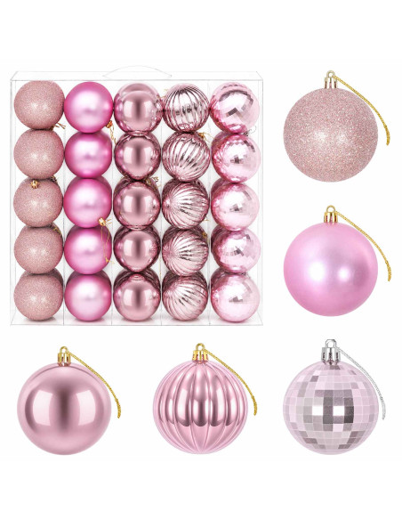 Set di Palline di Natale 50 pz Rosa 8 cm Polistirolo