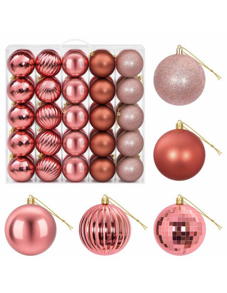 Set di Palline di Natale 50 pz Rosa e rosé 8 cm Polistirolo