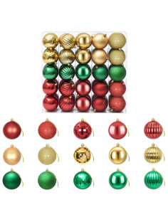 Set di Palline di Natale 50 pz Rosso, oro e verde 8 cm