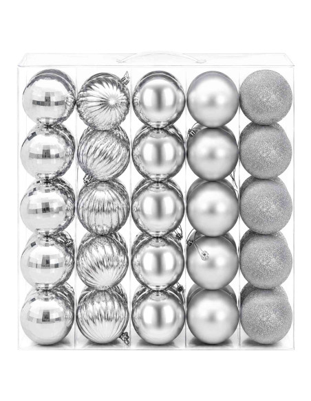 Set di Palline di Natale 50 pz Argento 8 cm Polistirolo