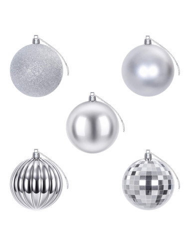 Set di Palline di Natale 50 pz Argento 8 cm Polistirolo