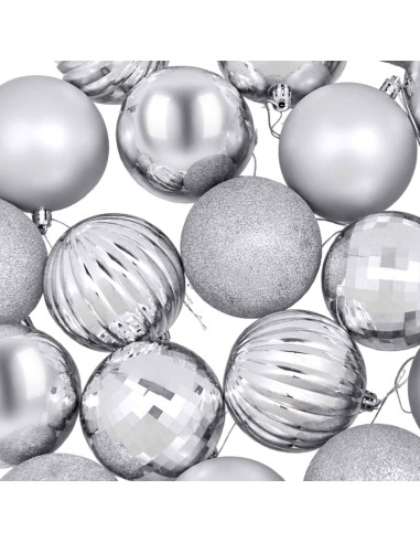 Set di Palline di Natale 50 pz Argento 8 cm Polistirolo