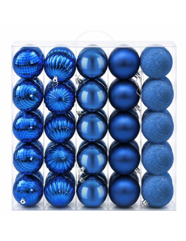 Set di Palline di Natale 50 pz Blu 8 cm Polistirolo