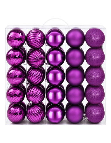 Set di Palline di Natale 50 pz Lillà 8 cm Polistirolo