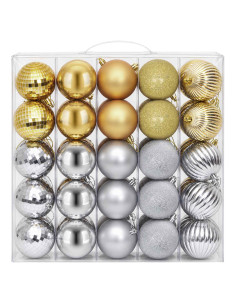 Set di Palline di Natale 50 pz Argento e oro 8 cm Polistirolo 2