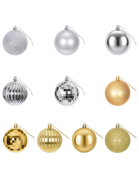 Set di Palline di Natale 50 pz Argento e oro 8 cm Polistirolo