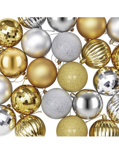 Set di Palline di Natale 50 pz Argento e oro 8 cm Polistirolo